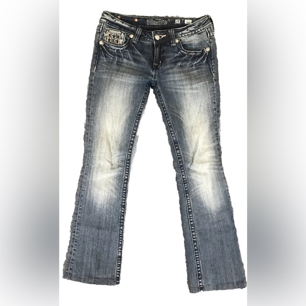 Miss Me Jeans Womens Bootcut Size 28 X 28 3/4 Altered Embroidered Bedazzled
